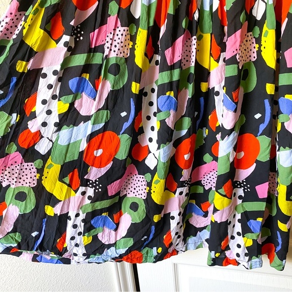 Nooworks Naomi Dress Party Print Rayon Midi Multicolor Small EUC - Picture 3 of 9